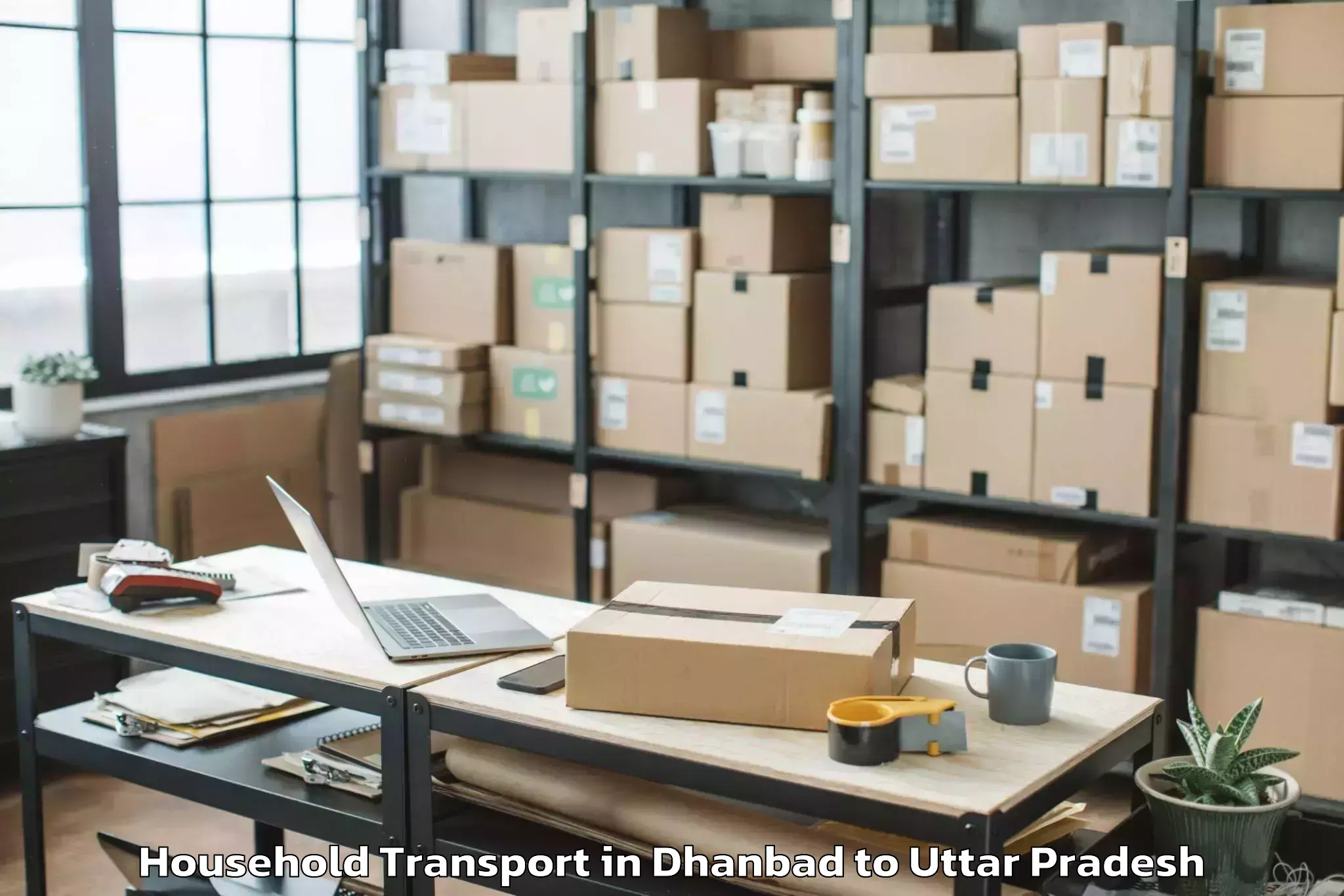 Efficient Dhanbad to Maharishi University Lucknow Household Transport